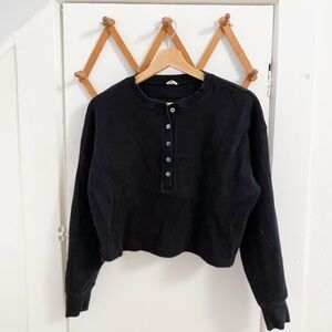 Wilfred Free Black Cropped Long Sleeve Henley
